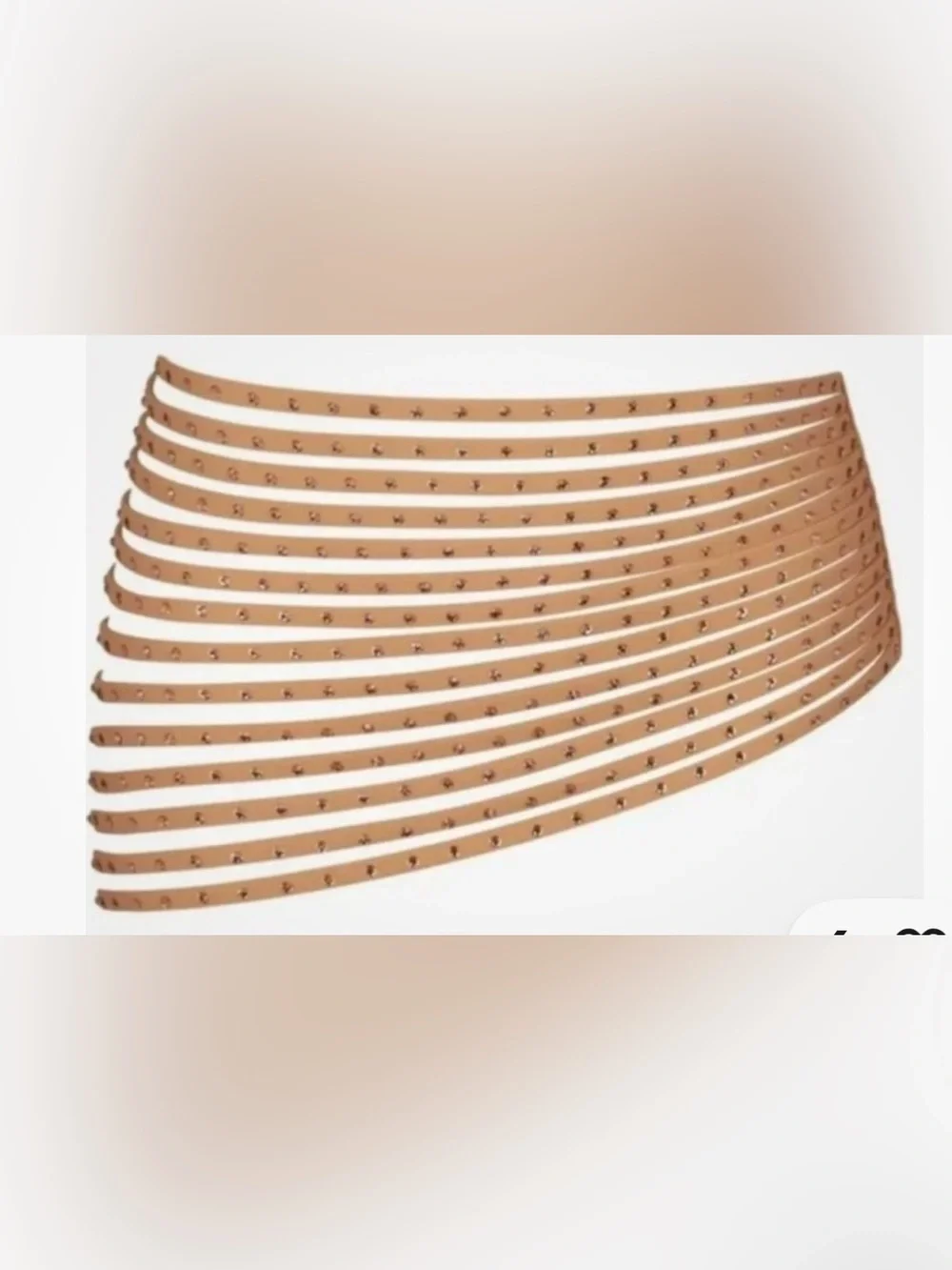 SKIMS Swim Swimsuit Strappy Rhinestone Skirt Coverup Size 4X NWT Color Ochre